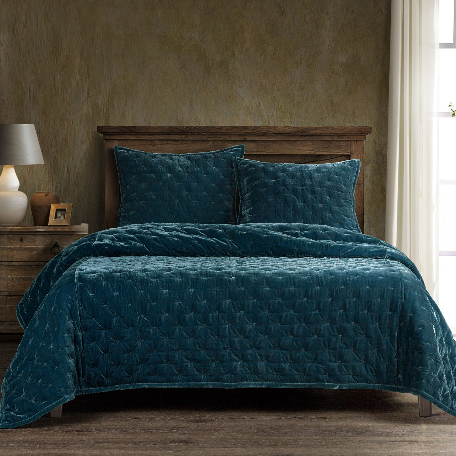 Stella Velvet Shams, Standard/Twin, Teal
