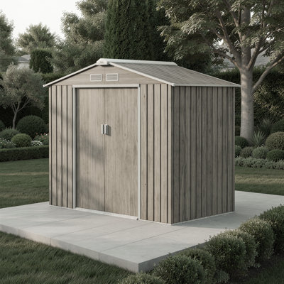 7ft X 4ft Lockable Metal Garden Storage Shed With Foundation & Ventilation – Weather-resistant Outdoor Tool Storage With Double Doors