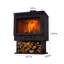 Home heating fireplace with wood cabinet
