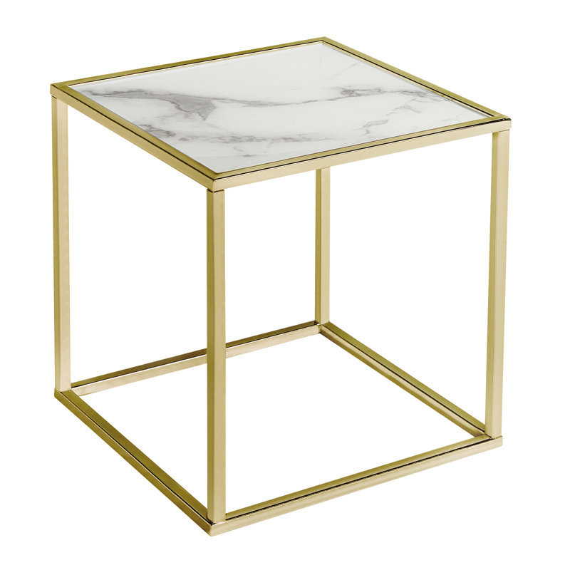 Polytric End Table, White, Chrome