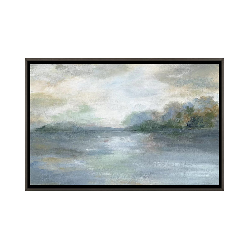 «Blue Ethereal» par Nan - impression, Cadre rustique foncé, H 32 po x l 48 po x 1,5 po