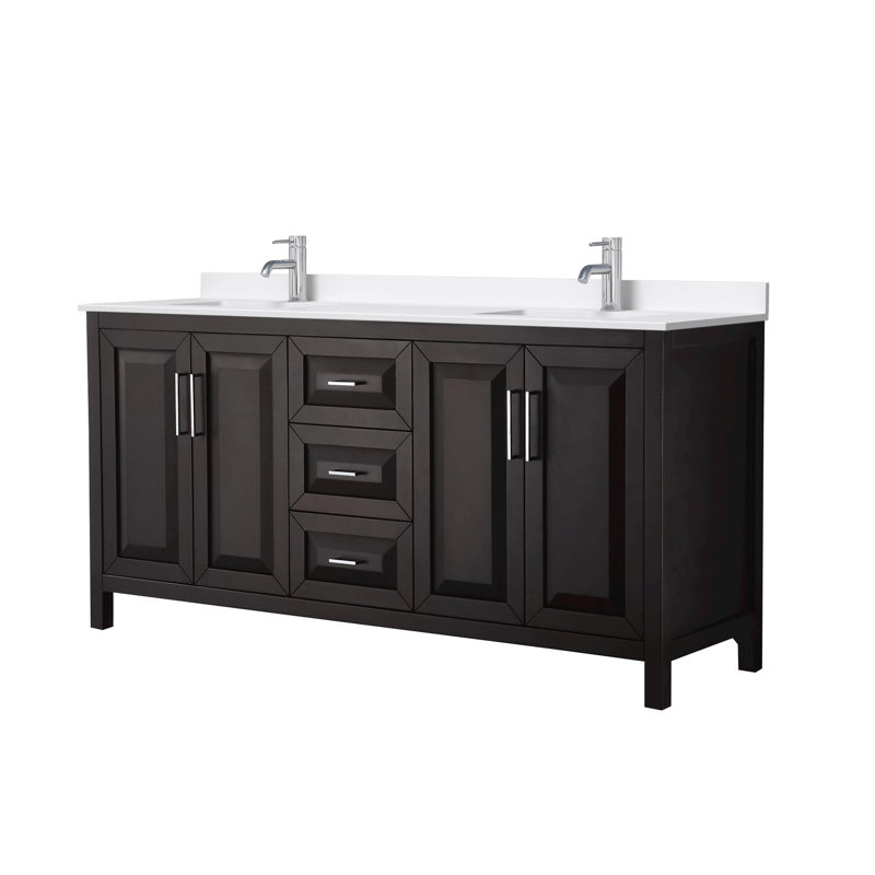 Daria 72'' W Vanity, Brown, Polished Chrome, Giotto Quartz