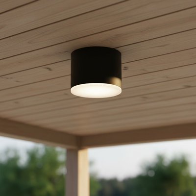 UltraBeam Round Black Surface Mounted Exterior Ceiling  Downlight - IP65 Waterproof