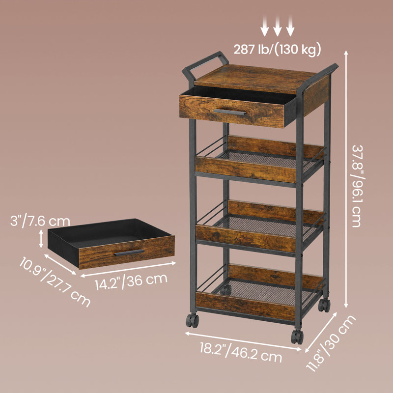 Sulynn Wood Kitchen Cart, Black/Rustic Brown