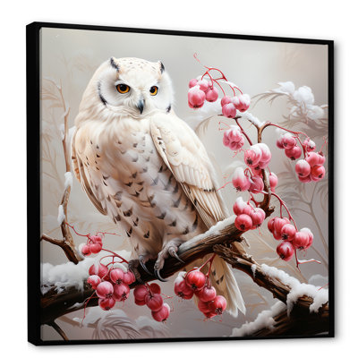 Snowy Owl Winter Blooms Perch II - hibou, art mural animal