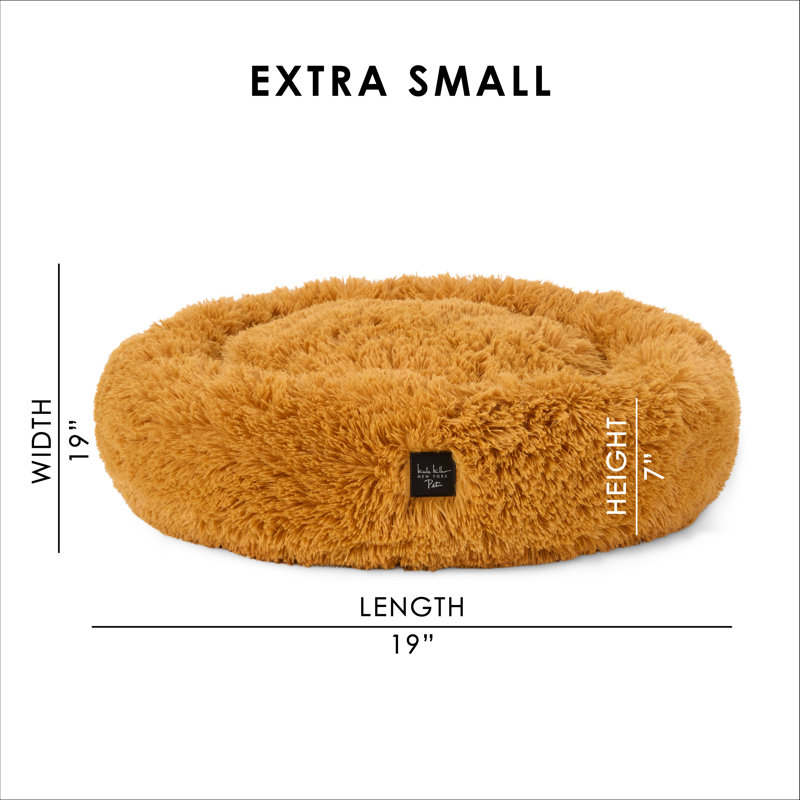 NICOLE MILLER New York Pet Ellie Fuzzy Solid Donut, Doré, H 7 po x l 5,5 po x P 19,5 po