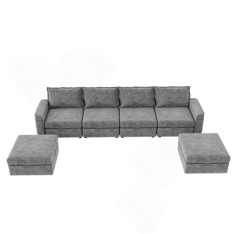 Chenille Modular Sectional Sofa,U Shaped Reversible Couch,Free Combination
