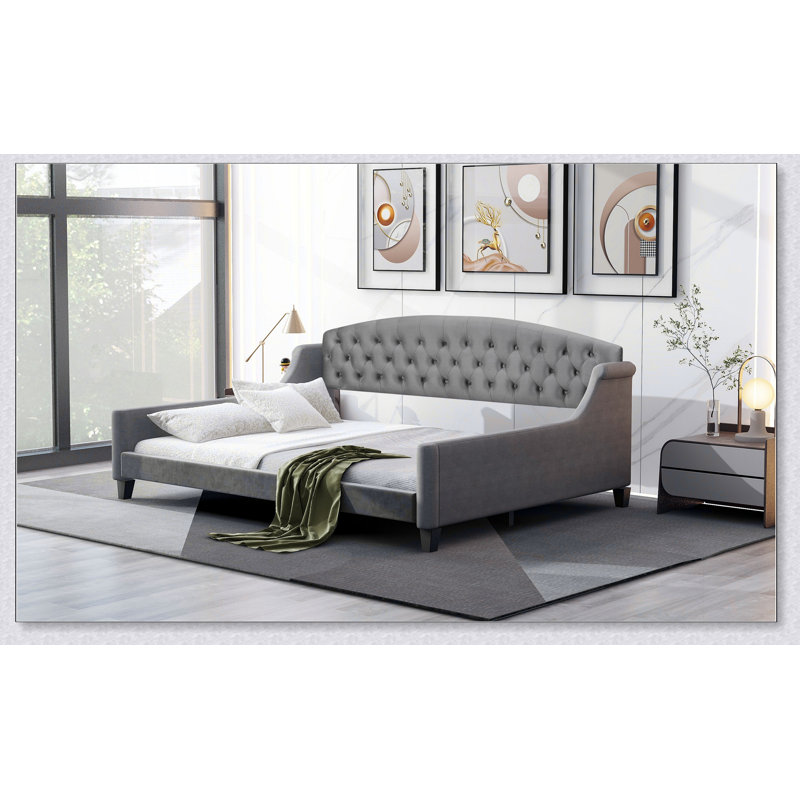 Modern Luxury Tufted Button Daybed, Gray, Full