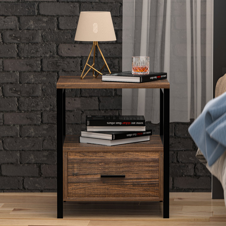 Trent Austin Design® Kempst Nightstand Wood Bedside Table Small Nightstand  with Drawer and Shelf for Bedroom, Living Room, Dorm & Reviews