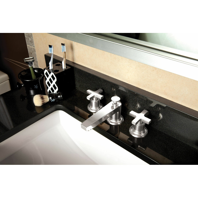 Rincon Bay 8" Widespread Faucet 2-Handle Bathroom Faucet with ZeroDrain, Polished Chrome, Cross Handle