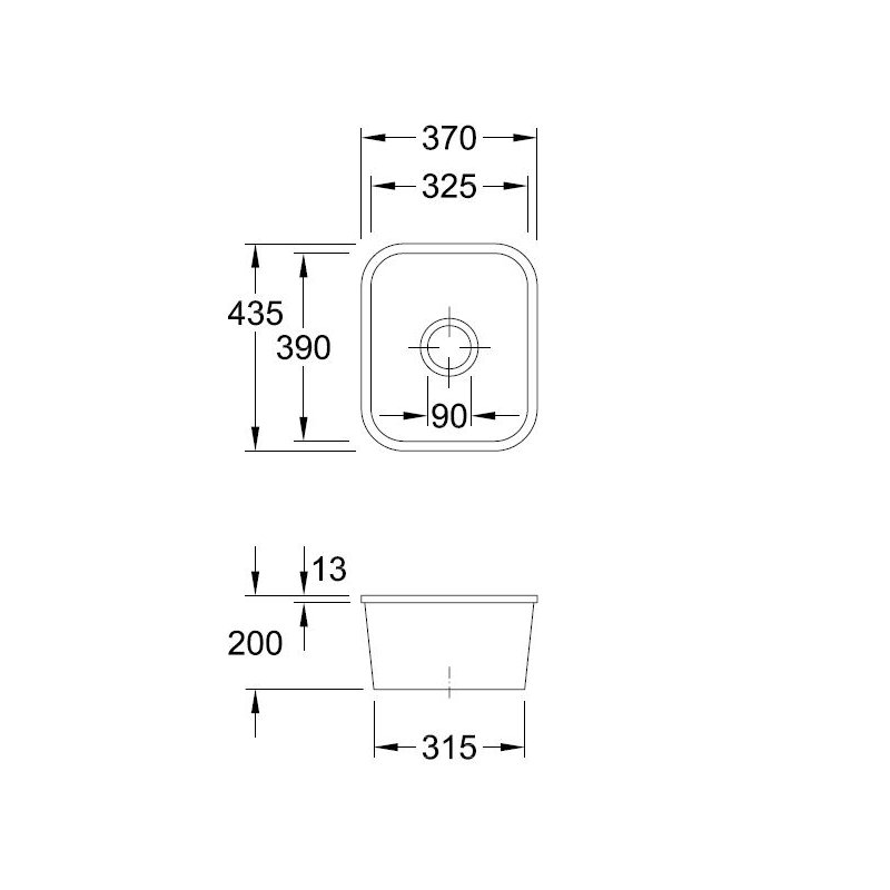 Cisterna 37cm x 43.5cm Kitchen Sink