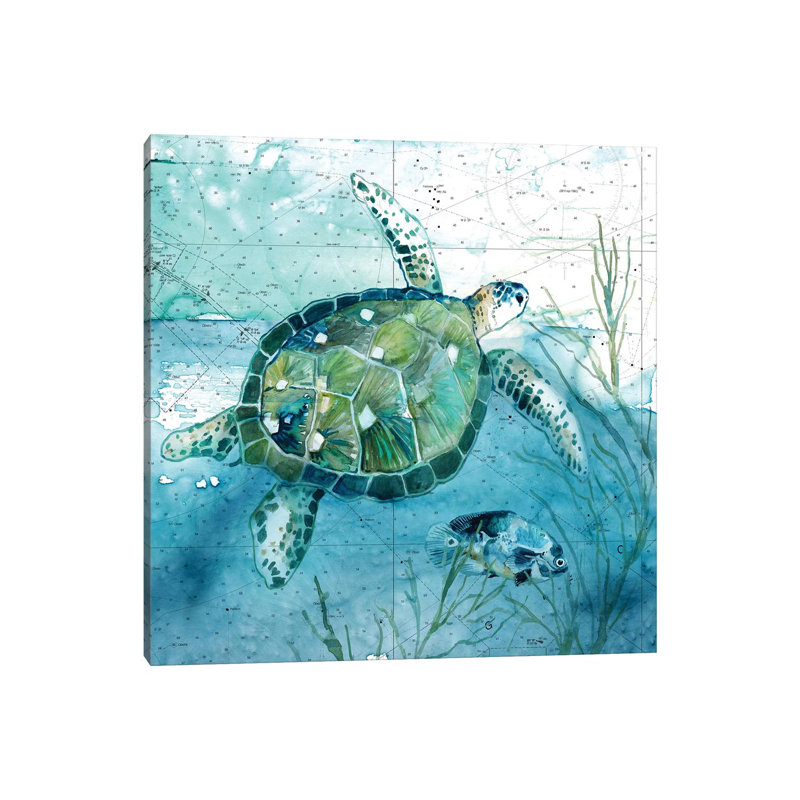 « Island Swim I » par Carol Robinson, reproduction d’art, Pas de tapis, H 37 po x l 37 po x P 1,5 po, Toile tendue