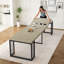 Table de salle à manger moderne extensible, d'une longueur de 23,62 po à 118 po, pouvant accueillir 2 à 10 personnes, plateau de table en panneau de fibres à densité moyenne avec cadre de support en métal robuste, pour petits appartements et grands rassemblements (blanc antique)-986500967