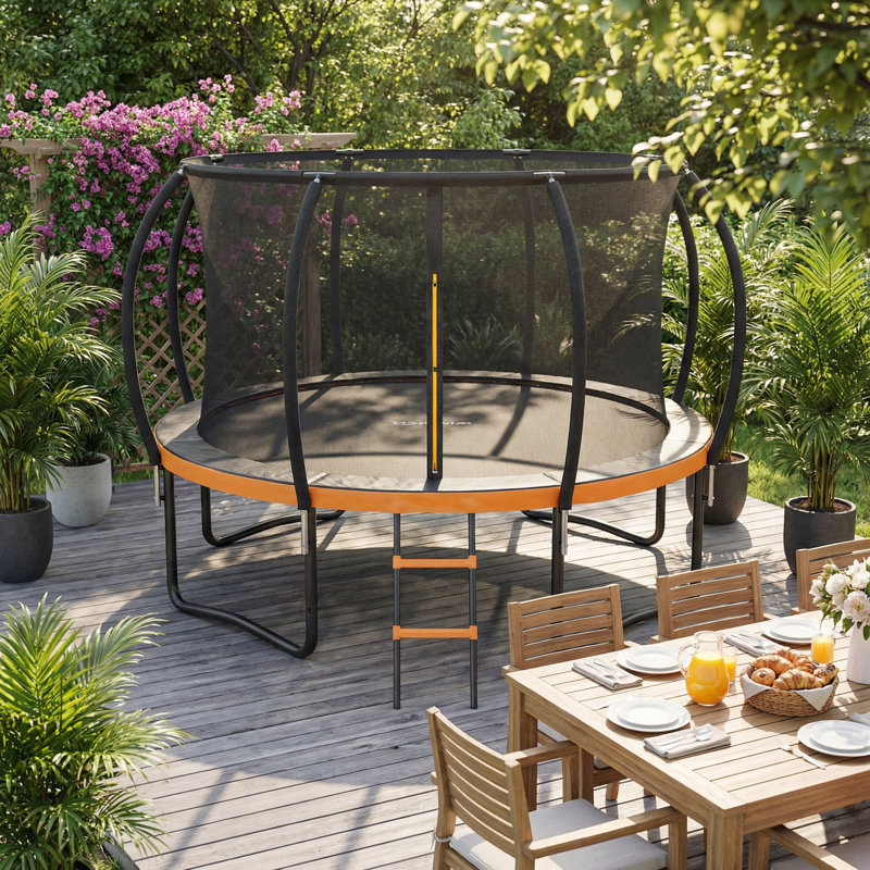 GOODSILO Backyard Trampoline, Black/Orange