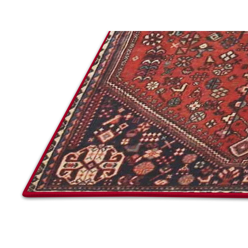 Tapis traditionnel rouge / noir, Rectangle 2 pi x 4 pi
