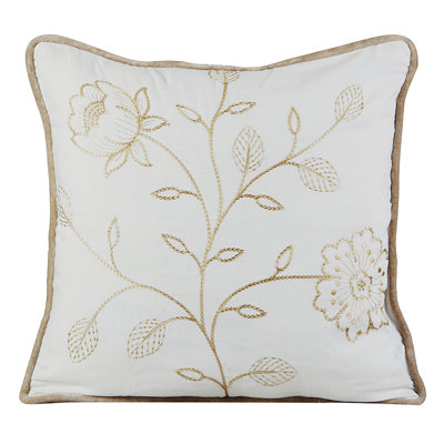 Bloom Embroidered Feather Reversible Throw Pillow