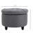 Round Linen-Touch Fabric Storage Footstool Ottoman Button Tufted Footrest With Removable Lid