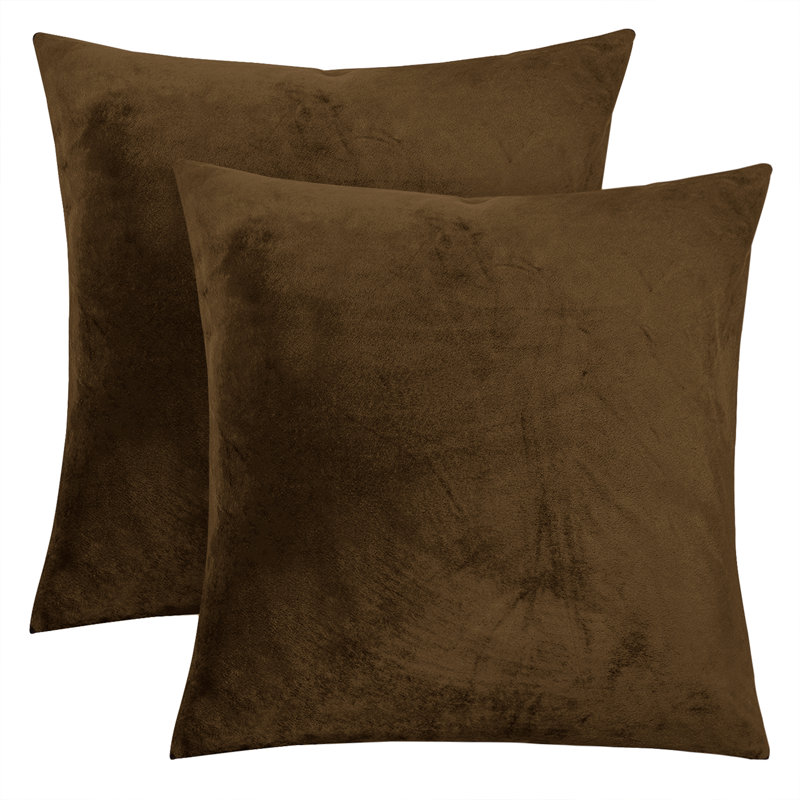 Heavy Crushed Velvet Cushion Cover, Brown