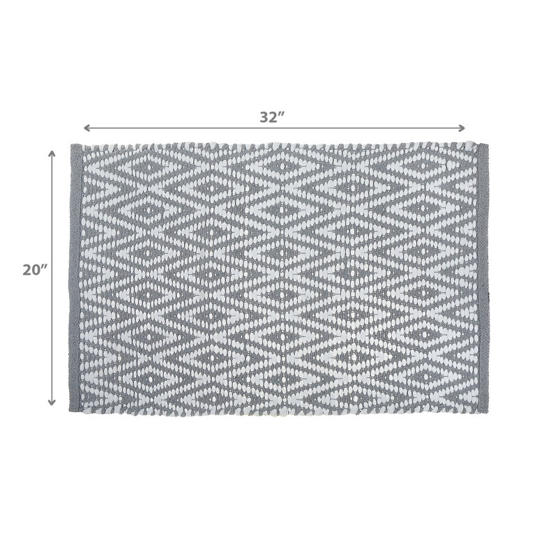 Tapis diamant tissé à la main, Gris, L 20 po x L 32 po