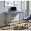 Bureau d'écriture contemporain en bleu marine et or, poids 28,57 lb, l 43,19 po x H 30,72 po, moderne et rectangulaire, capacité de charge de 70 lb
