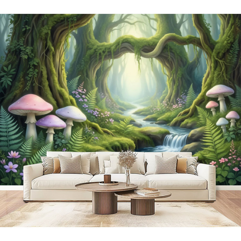 Papier peint auto-adhésif Forest Stream, L 1152 po x l 69 po