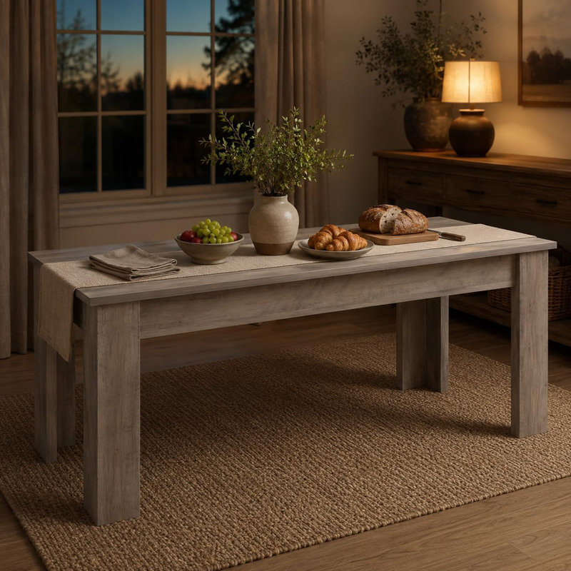 Table de salle à manger 63 "pour 4-6, table de cuisine en bois rustique avec capacité de 300LB