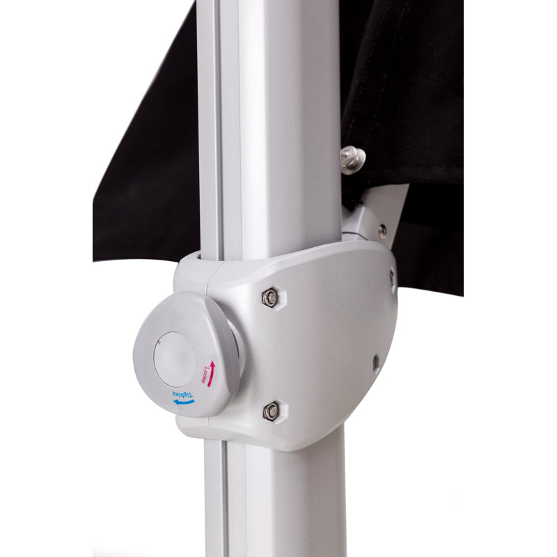 Pavone 11.5' Round Cantilever Umbrella (Handwheel), Double Stack Plate - Medium, Black