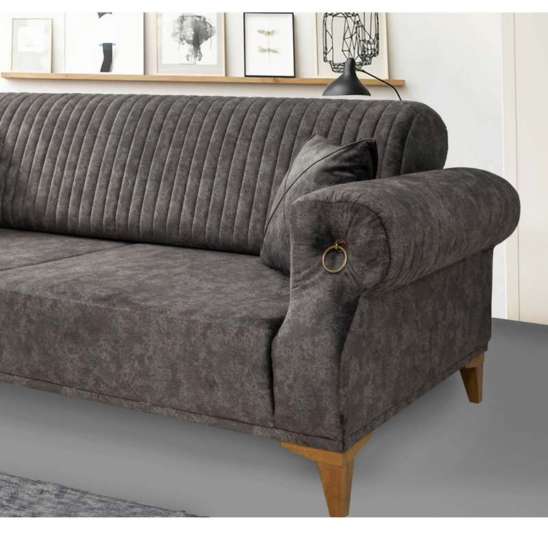 Canapé rembourré 90,6 po Dimick, Velours anthracite