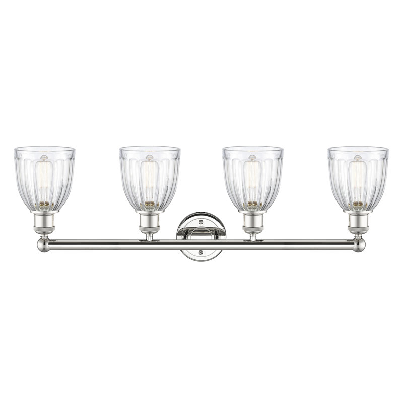 Éclairage pour meuble-lavabo 4 lumières 32,75 pouces Radegonde, Transparent, Nickel poli