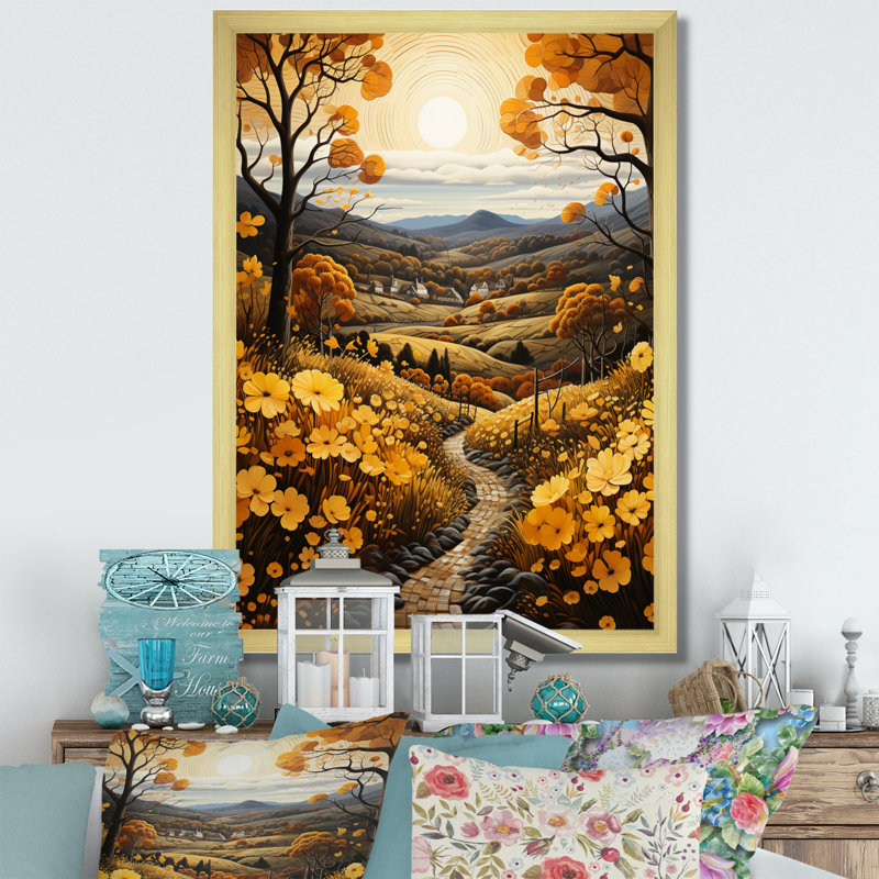 «Countryside Harvest Gold Autumn III», reproduction sur toile, H 32 po x l 24 po x P 1 po, Encadrement doré