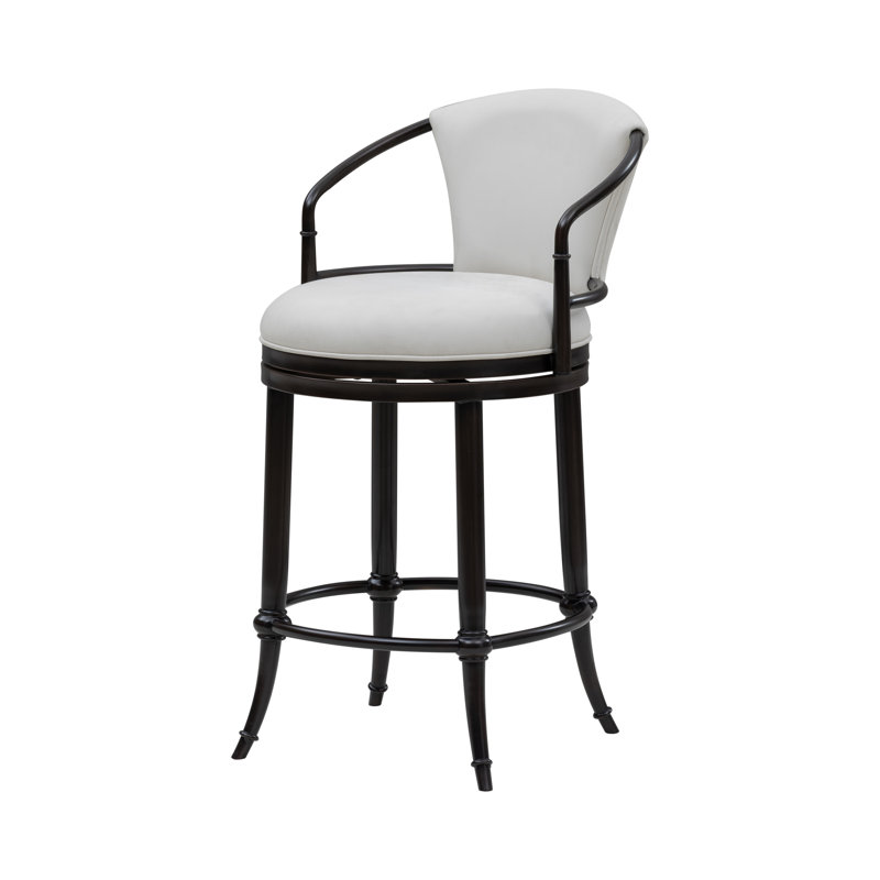 Tabouret de bar pivotant à hauteur de comptoir Conti, Blanc, Tabouret de comptoir (siège d'une hauteur de 26 p