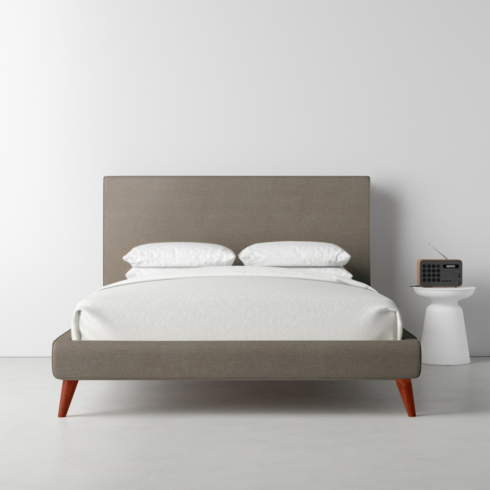 Williams Platform Bed, King, Dark Gray Linen