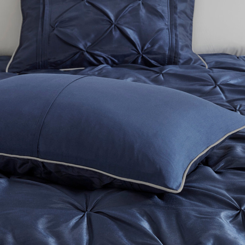 7 Piece Tufted Comforter Set Navy