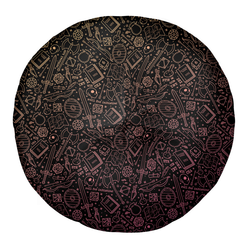 Coussin de sol Katelyn Elizabeth, 30 po x 30 po, Noir / Jaune / Rose