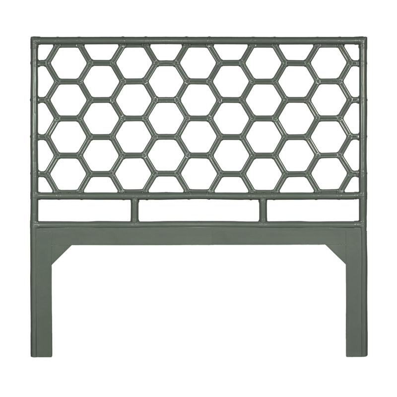 Honeycomb Wicker/Rattan Open-Frame Headboard, Queen, Evergreen