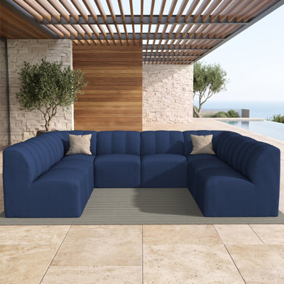 Ensemble de canapé modulaire rembourré en U avec coussins Sunbrella 8 pièces Praia