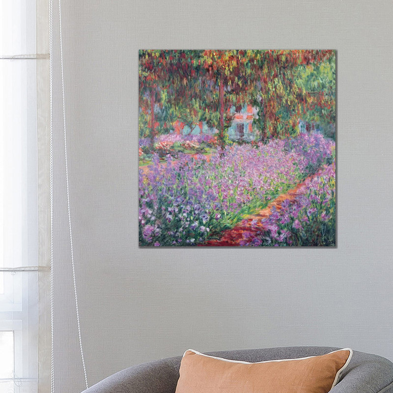 "Le jardin de l’artiste à Giverny" par Claude Monet 1900, reproduction d’art, H 48 po x l 48 po x 1,5 po, Toile tendue