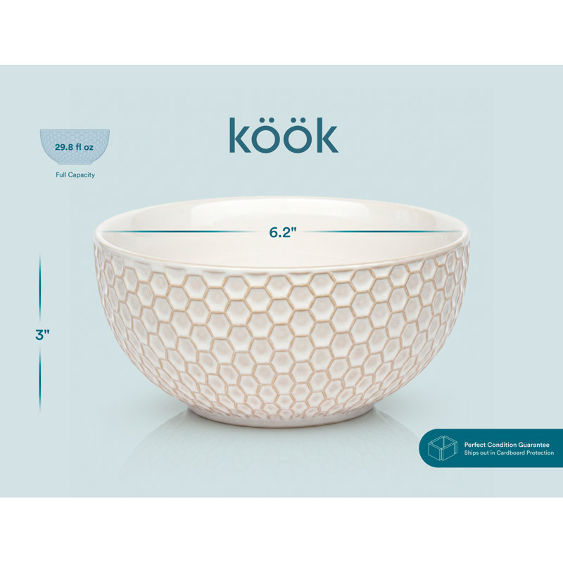 Bols à soupe en céramique Kook, 24 oz, ensemble de 4, collection Narbonne