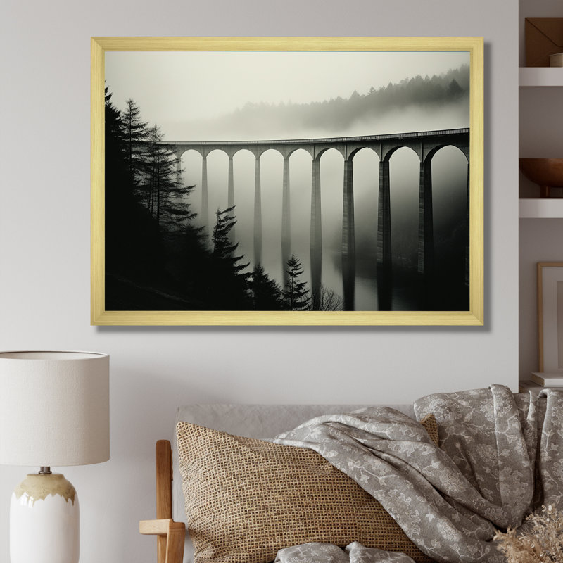 «Bridges Mimalisme» - impression, H 16 po x l 32 po x P 1 po, Cadre doré simple
