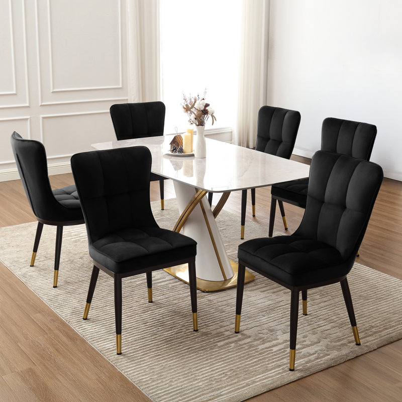 Guitierrez Velvet Upholstered Parsons Chair, Black