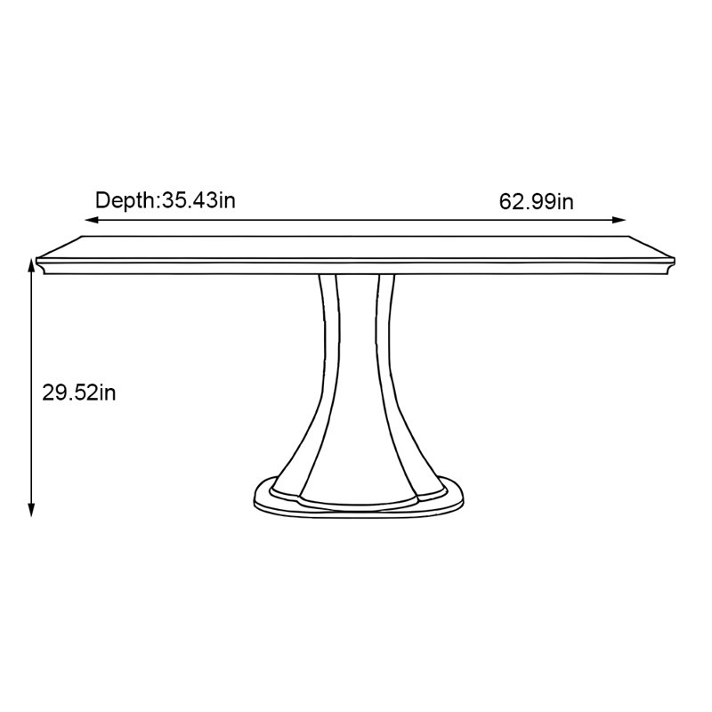 Table de salle à manger rectangulaire simple, H 29,52 po x L 62,99 po x l 35,43 po