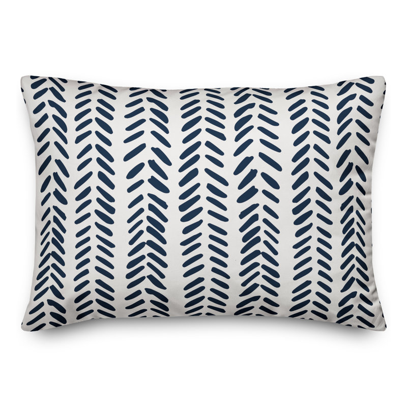 Modern Herringbone Rectangular Lumbar Pillow, Navy
