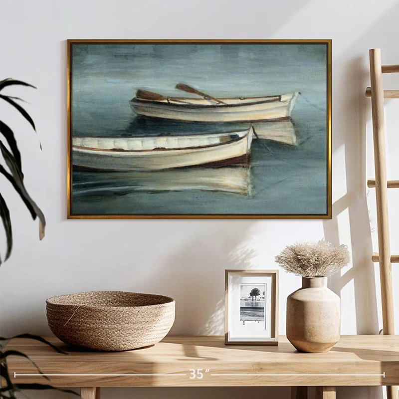 Petites eaux calmes I, 25 po x 17 po, Cadre flottant doré