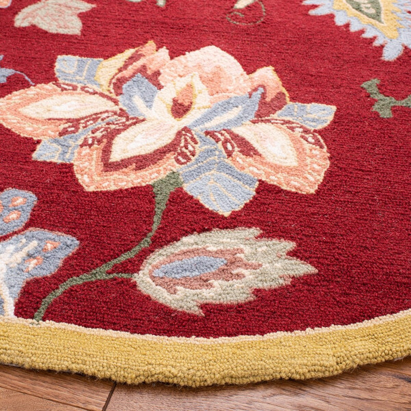 Chelsea Hand Hooked Wool Floral Rug, Round 5'6"