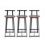 Ensemble de tabourets de bar 3 pièces en MDF et en acier à finition brune pour comptoirs de cuisine, conception moderne sans accoudoirs, siège d'une hauteur de 27 pouces
