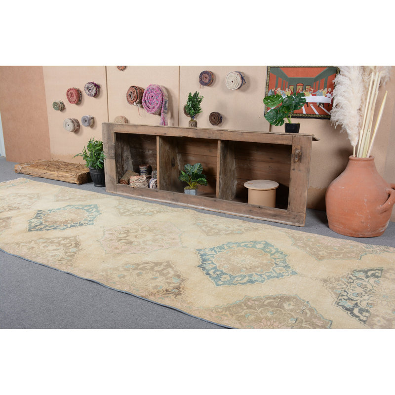 Tapis tissés à la main, tapis rétro, tapis de couloir 3,9 x 13,5 pi, tapis turc, tapis audacieux, tapis Boho bruns