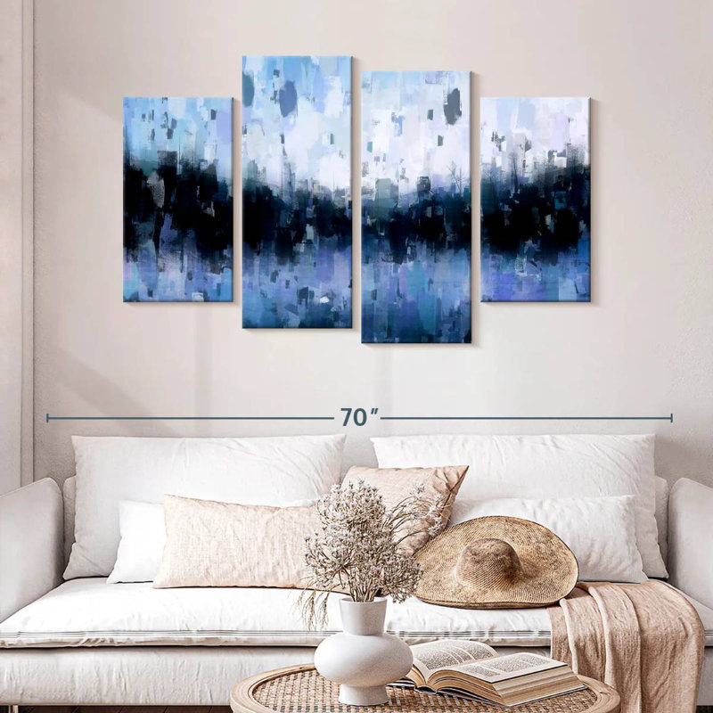 Bleu marine abstrait Avery, H 32 po x l 52 po