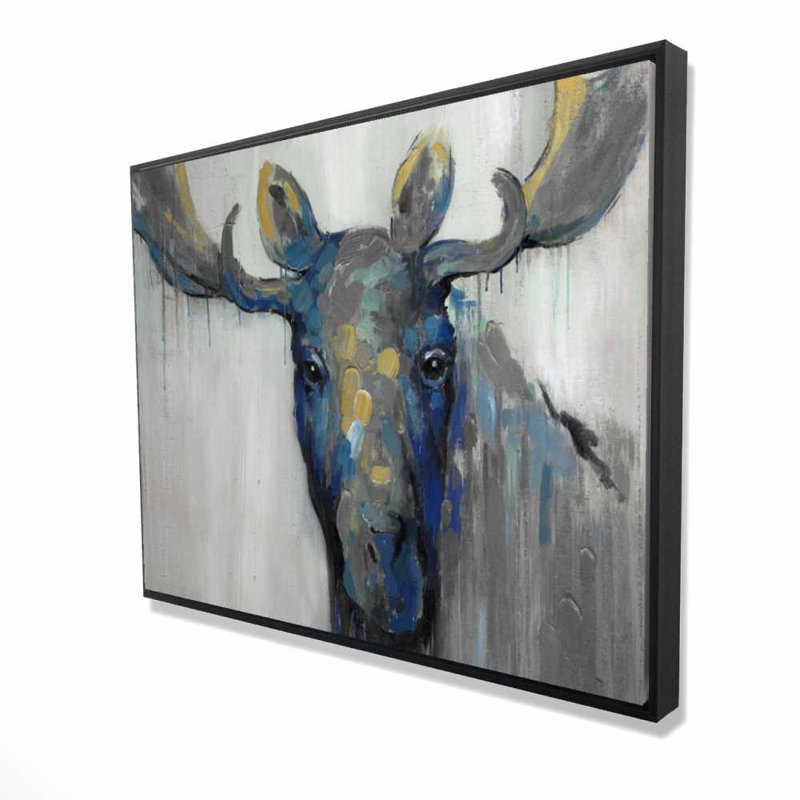 «Blue Moose» - Toile classique encadrée de cerf bleu