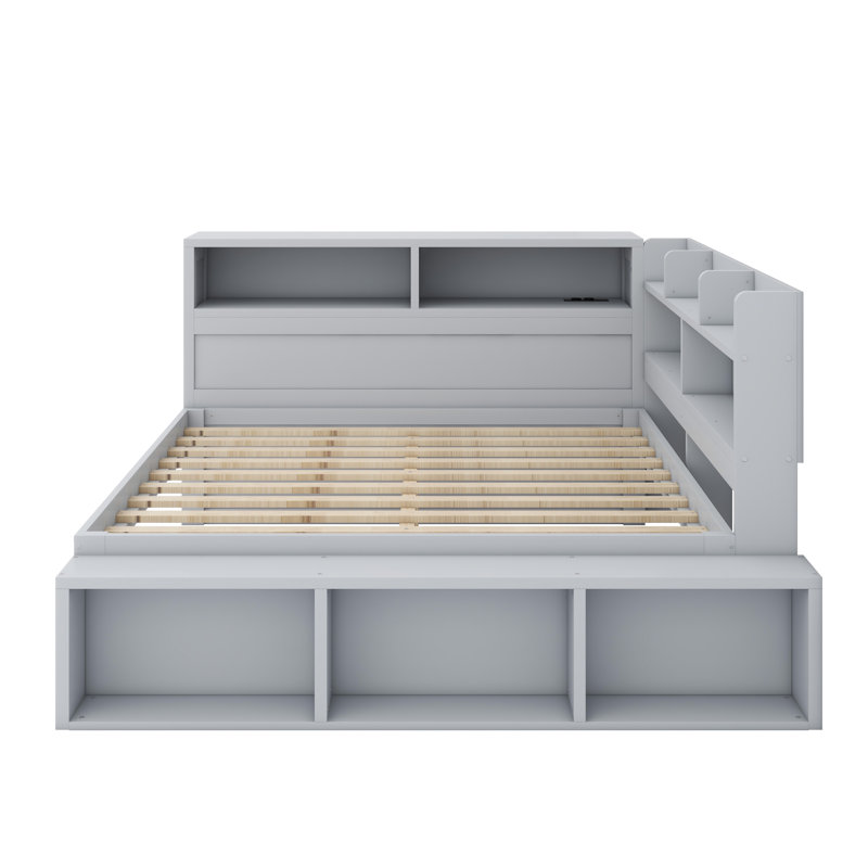 Lit de jour multifonctionnel avec rangement pour chaussures et connectivité USB pratique, Gris