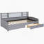 Lit plateforme tapissier avec tiroirs